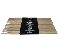 RAW Hickory Classic 5A Wood Tip Drumsticks - 6 PACK