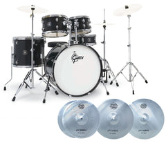 Gretsch Renegade 5-Piece Drum Kit with Hardware, Extra Stand and HUSHT Cymbals in Black Mist