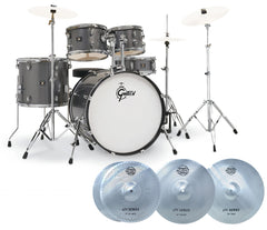 Gretsch Renegade 5-Piece Drum Kit with Hardware, Extra Stand and HUSHT Cymbals in Grey Sparkle