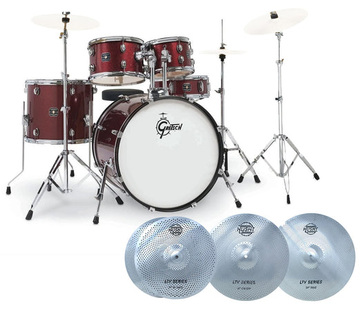 Gretsch Renegade 5-Piece Drum Kit with Hardware, Extra Stand and HUSHT Cymbals in Ruby Sparkle