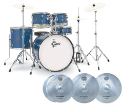 Gretsch Renegade 5-Piece Drum Kit with Hardware, Extra Stand and HUSHT Cymbals in Blue Sparkle