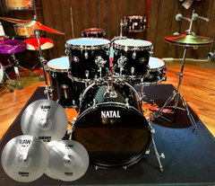 Natal DNA 5-piece Drum Kit with Hardware and RAW Cymbals in Black