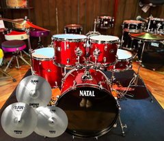 Natal DNA 5-piece Drum Kit with Hardware and RAW Cymbals in Red