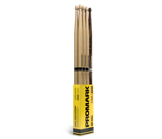 ProMark Rebound 5B Hickory Drumstick, Acorn Wood Tip, FireGrain 4-Pack