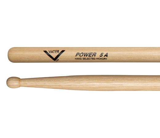 Vater Power 5A Wood Tip American Hickory Drumsticks