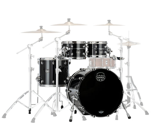 Mapex Saturn Evolution Birch/Walnut Blend 4-Piece Shell Pack In Piano Black