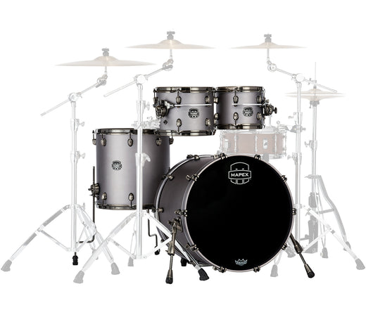 Mapex Saturn Evolution 4-Piece Maple/Walnut Blend Drum Kit, Mapex, Acoustic Drum Kits, Gun Metal Grey, 22