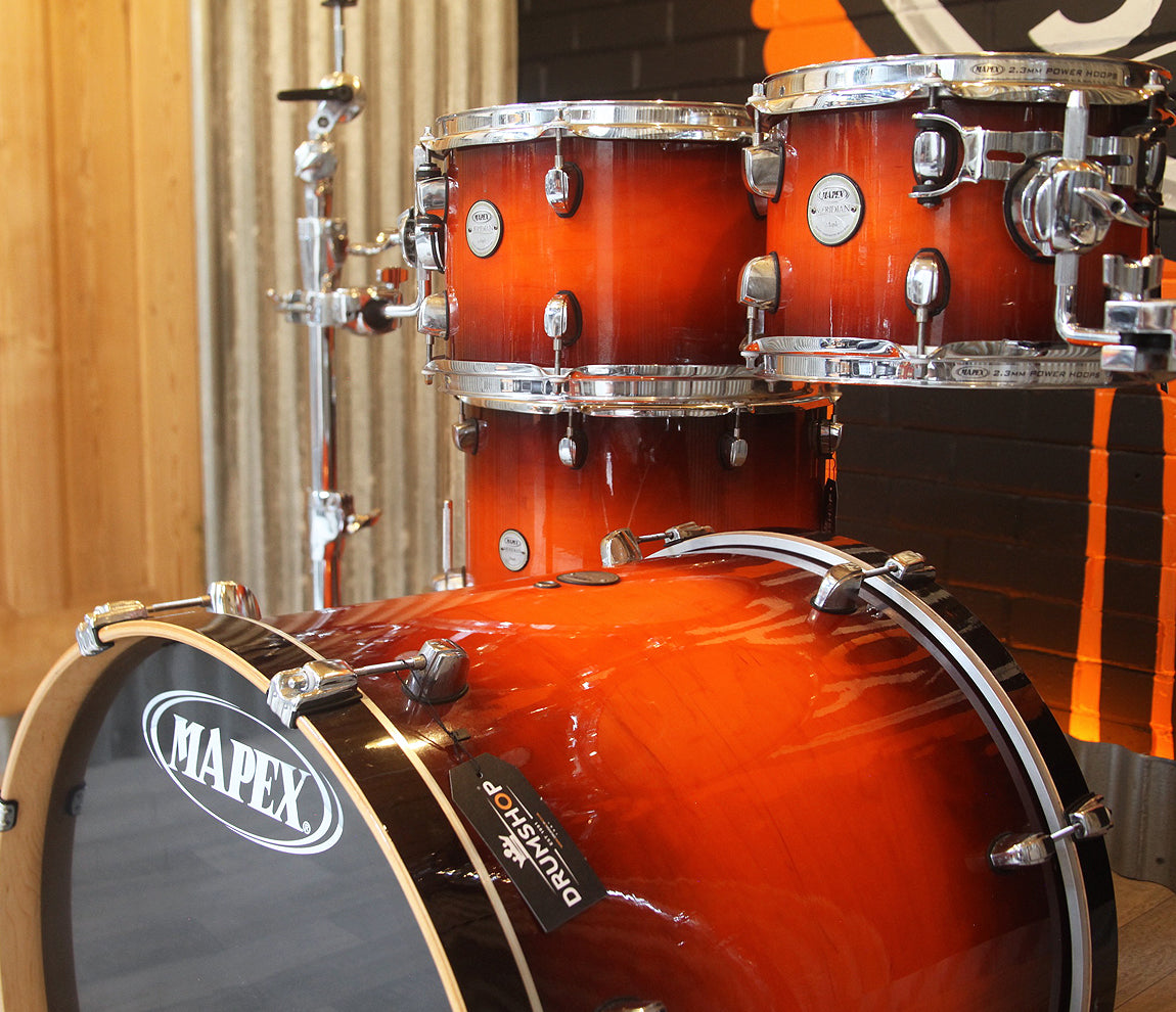 Pre-Loved Mapex Meridian Maple Volcanic Burst 4-Piece Shell Pack, Mapex, Pre-Loved Drum Kits, Volcanic Burst, 22